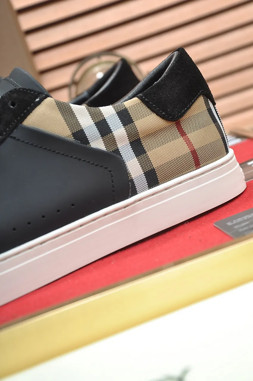 Men's shoes💰480💶[Burberry] (cowhide lining) classic low-top sneakers｜Imported cowhide with classic plaid fabric｜Cow leather lining｜Original outsole｜Fine workmanship and comfortable to wear Size: 38-44 (customized at 45)